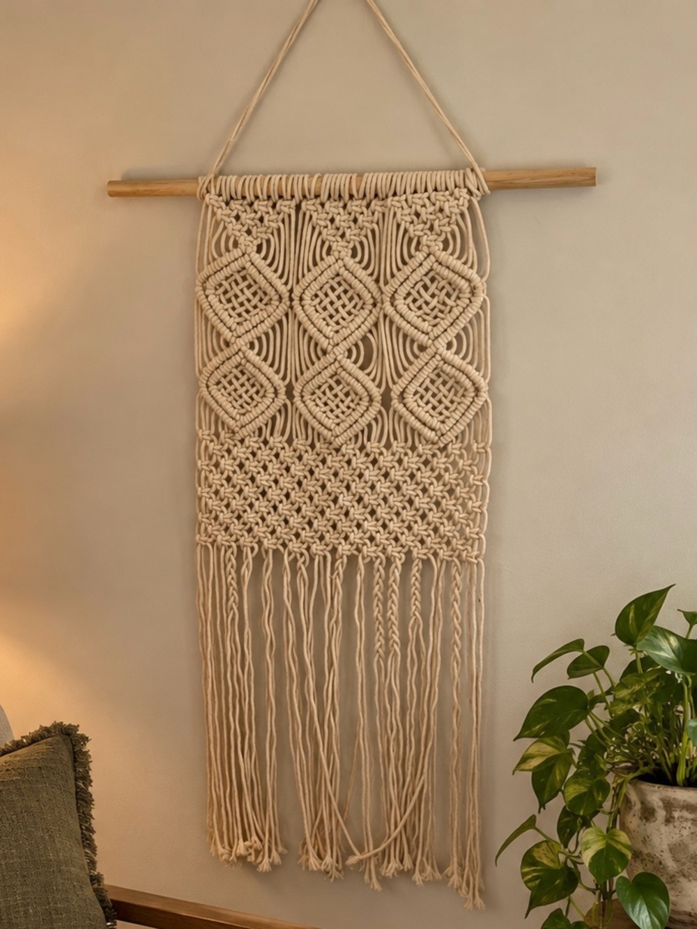 Handmade Macrame Wall Hanging - Cream Boho Wall Decor